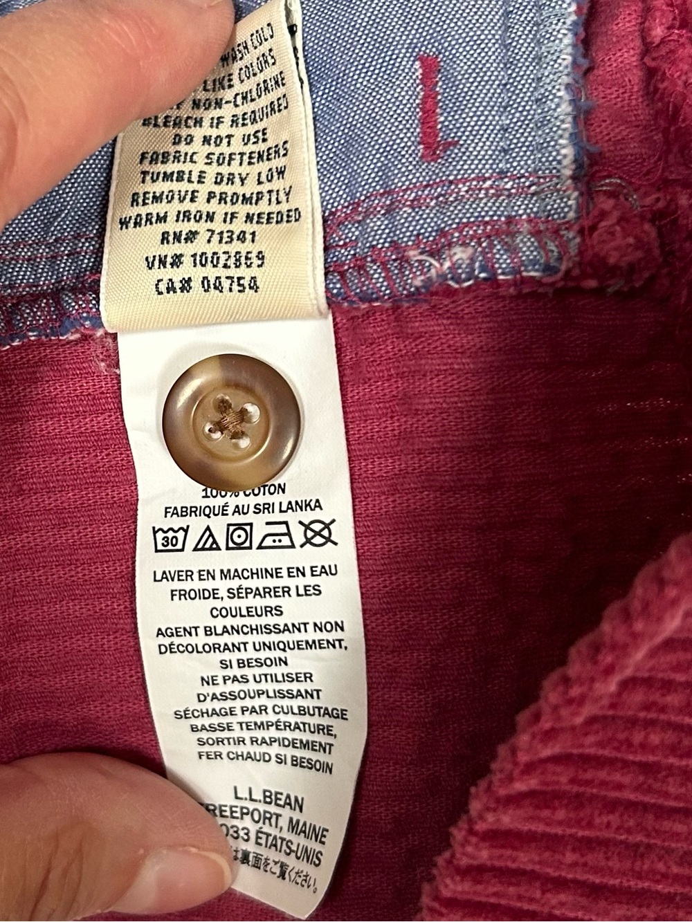 LL Bean Corduroy Button Front Shirt Jacket Size XL - Picture 14 of 14